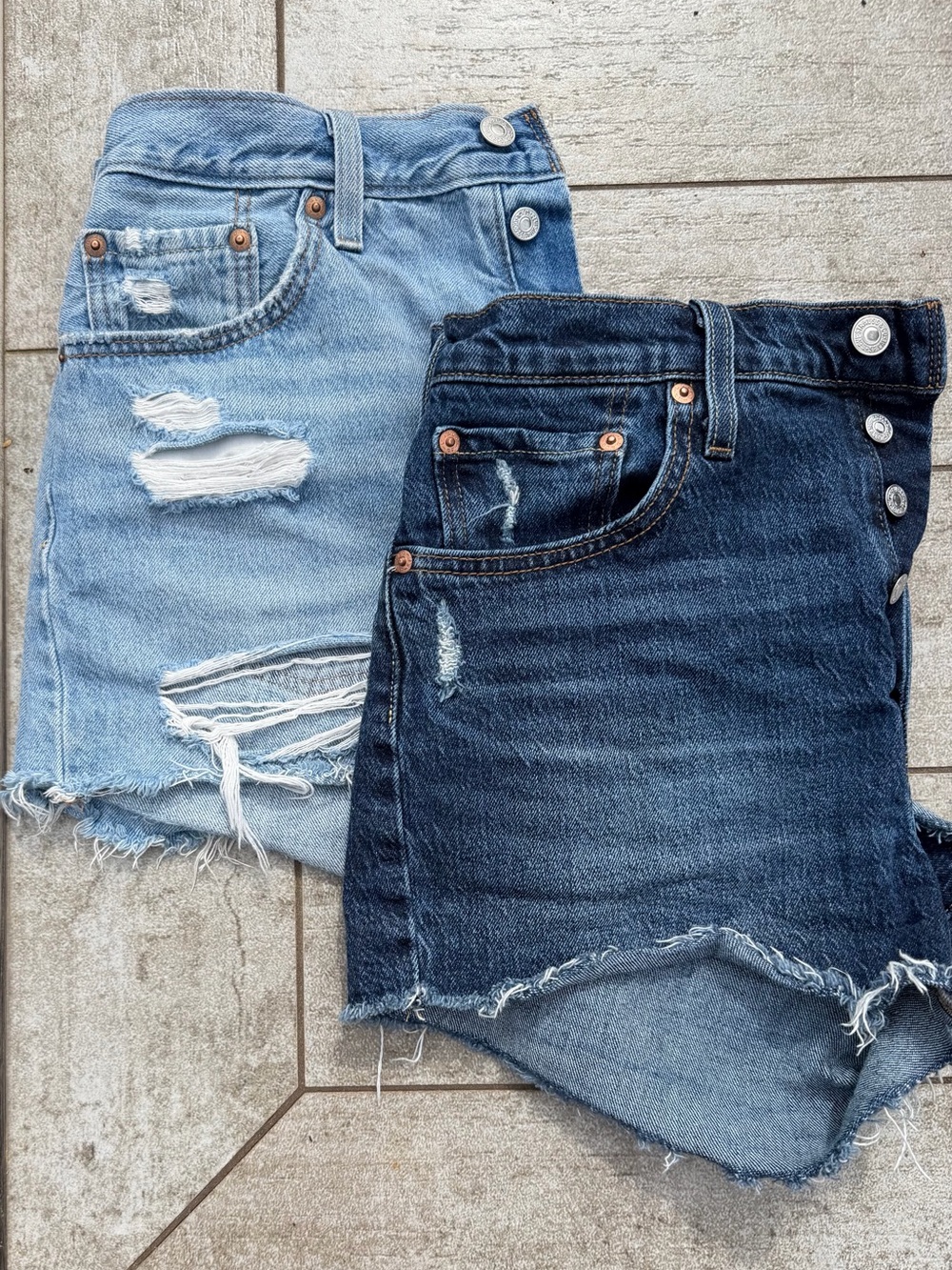 Levi's 501 Distressed Light Blue & Dark Blue Jean Shorts (2-Pack)